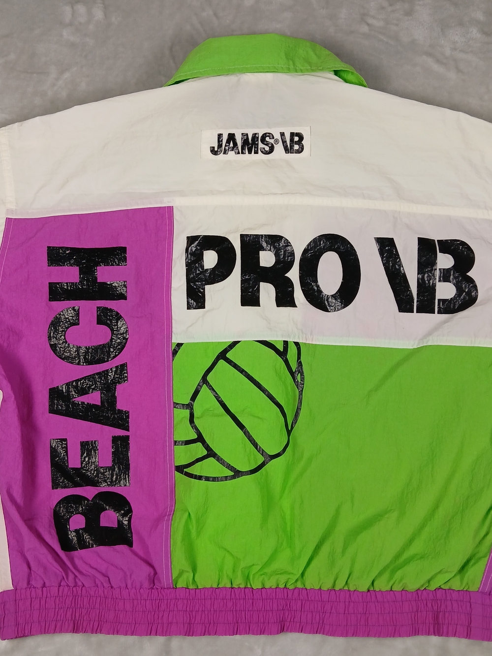 Vintage Jams World Pro Beach VB Jacket Windbreaker Large 80s 90s Neon Colorblock